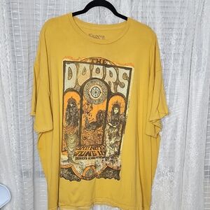 Distressed Oversize The Doors Pigment Wash Graphic Tee - Gold Unisex Sz2xl